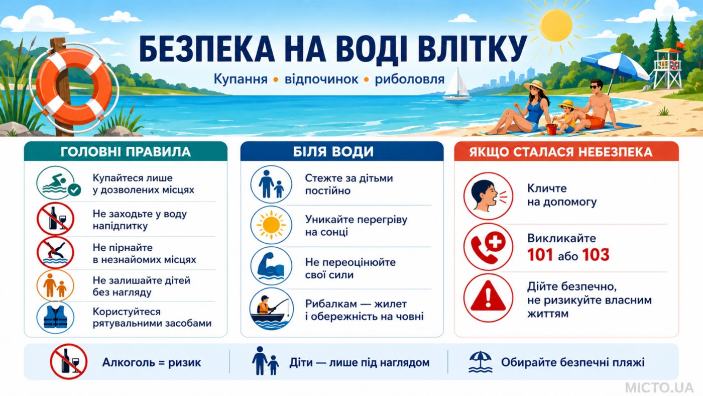 Безпека на воді влітку: як уникнути трагедій під час купання, відпочинку та риболовлі
