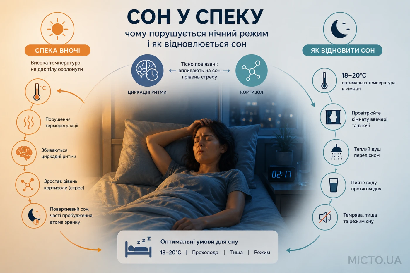 Сон у спеку: чому порушується нічний режим і як відновлюється сон