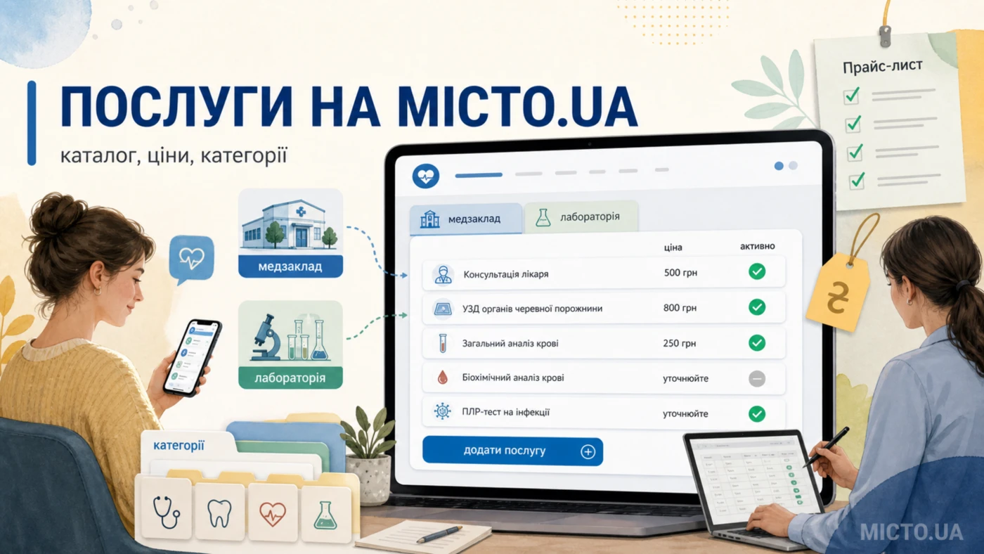 На MICTO.UA з’явився функціонал послуг: медзаклади та лабораторії можуть показувати пацієнтам свої послуги й ціни