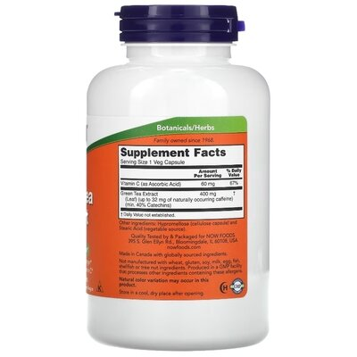 Зеленого чаю екстракт NOW Green Tea Extract 400 мг вег. капсули №250