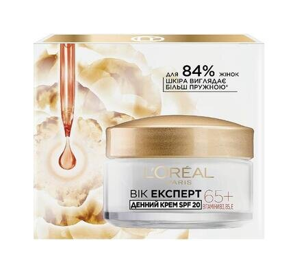 Крем для обличчя L'Oreal Paris Вік Експерт 65+ SPF 20 денний антивіковий живильний проти зморшок, 50 мл