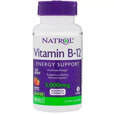 Вітамін В12 Natrol Vitamin B-12 5000 мкг, 100 таблеток