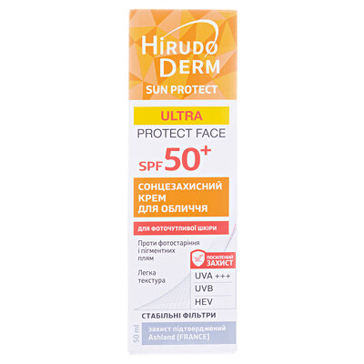 Крем сонцезахисний Hirudo Derm Sun Protect Ultra Protect Face для обличчя, SPF 50 +, 50 мл