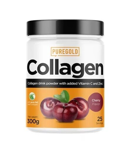 Колаген Pure Gold Collagen Cherry з вітаміном С та цинком, зі смаком вишні, 300 г