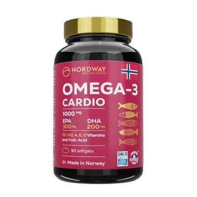 Омега 3 Кардіо Nordway Omega-3 Cardio 1000 мг, 90 капсул