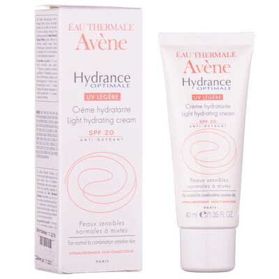 Крем для обличчя Avene Hydrance Optimale UV Legere SPF20 легкий зволожуючий для нормальної та комбінованої, чутливої шкіри, 40 мл
