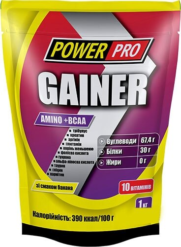 Гейнер Power Pro Gainer банан, 1 кг