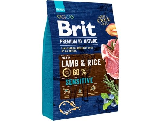 Корм сухий Brit Premium Sensitive Lamb для собак з чутливим травленням зі смаком ягняти, 15 кг