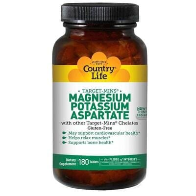 Магній і калій аспартат Country Life Magnesium Potassium, 180 таблеток