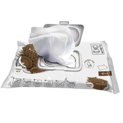Серветки вологі M-Pets Pet Cleaning Wipes Coconut очищаючі для собак, котів і гризунів, 40 штук