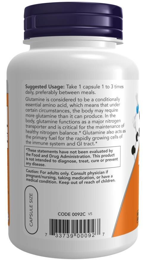 L-глютамін NOW L-Glutamine 500 мг вег. капсули №120
