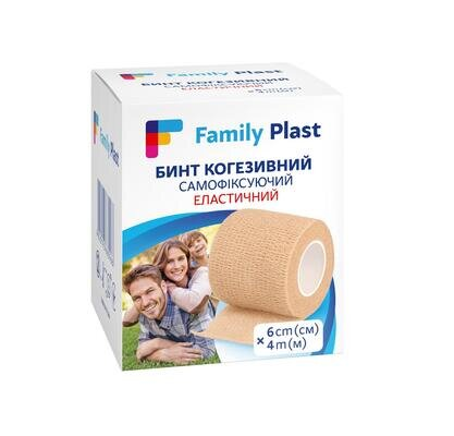 Бинт когезивний FP Family Plast самофіксуючий еластичний, 6 см х 4 м