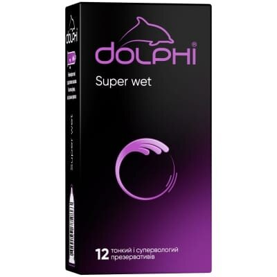 Презервативи латексні Dolphi Super Wet тонкі і супервологі, 12 штук
