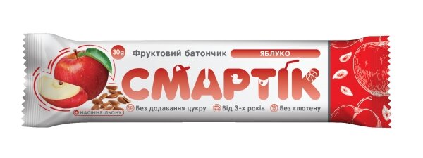 Батончик Смартік фруктовий Яблуко і насіння льону, 30г