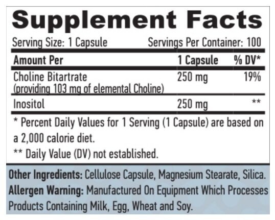 Холін та Інозитол Haya Labs Choline & Inositol 500 мг капсули №100