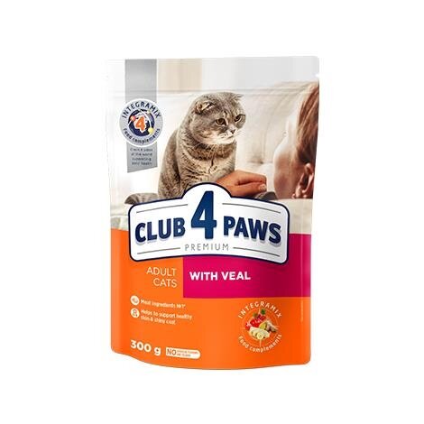 Корм сухий Club 4 Paws для дорослих кішок з Телятиною Преміум, 300 г
