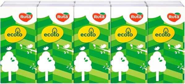 Хусточки паперові Ecolo Ruta білі, 9 шт х 10 уп