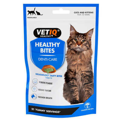 Ласощі для котів VetIQ Healthy Bites Denti-care з качкою для очищення зубів, свіжості подиху, 65 г