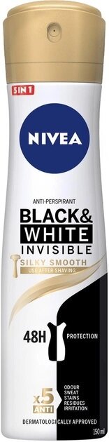 Дезодорант-антиперспірант спрей Nivea Black & White Invisible Silky Smooth Чорне та Біле Невидимий Гладкий шовк 72h (82282), 150 мл