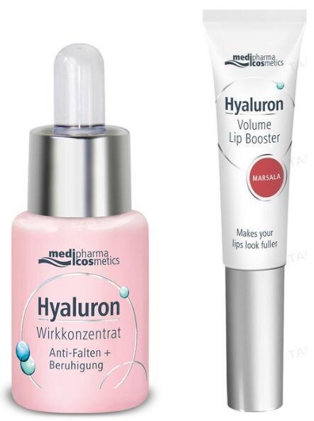 Набір Hyaluron (Pharma Hyaluron) Сироватка для обличчя активний гіалурон-концентрат для відновлення чутливої шкіри, 13 мл + Бальзам для губ Marsala