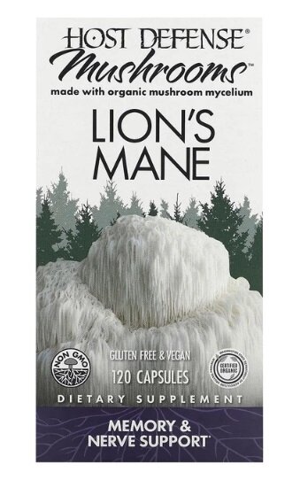 Гриб їжовик гребінчастий (Левова Грива) Host Defense Lion's Mane, Fungi Perfecti, 120 капсул