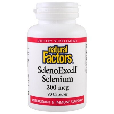 Селен Natural Factors SelenoExcell Selenium Yeast 200 мкг, 90 капсул