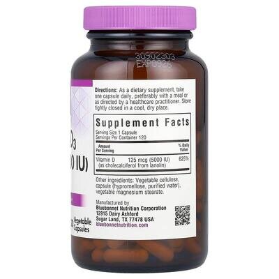 Вітамін D3 5000IU Bluebonnet Nutrition капсули №120