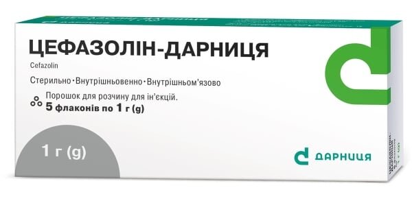 Цефазолін-Дарниця порошок д/приг. р-ну д/ін. по 1 г №5 у флак.