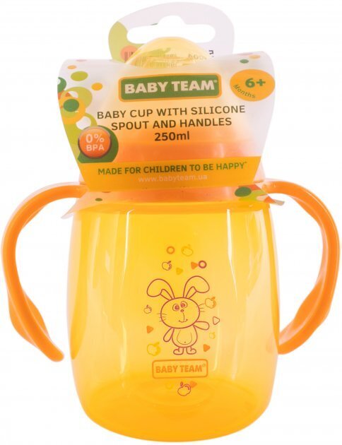 Поїльник Baby Team 5004 з силіконовим спаутом і ручками, від 6 місяців, 250 мл