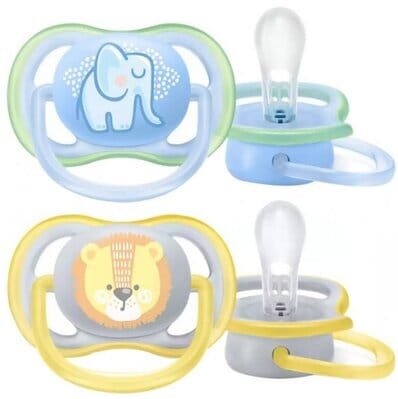 Пустушка силіконова Philips Avent Ultra Air SCF085/01 ортодонтична, 0-6 місяців, для хлопчиків, 2 шт