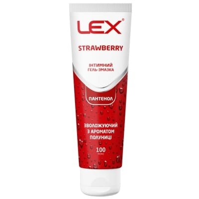Гель-змазка інтимна Lex Strawberry зволожуючий з ароматом полуниці та пантенолом (лубрикант), 100 мл