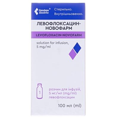 Левофлоксацин-Новофарм розчин д/інф. 5 мг/мл по 100 мл у пляш.