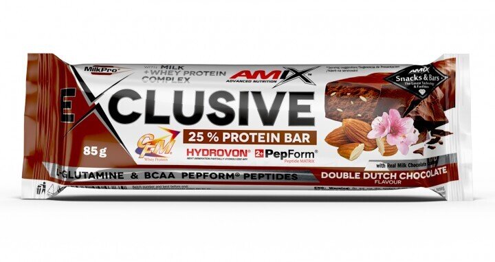 Батончик Amix Nutrition Exclusive Protein Bar подвійний голландський шоколад, 85 г 1/12