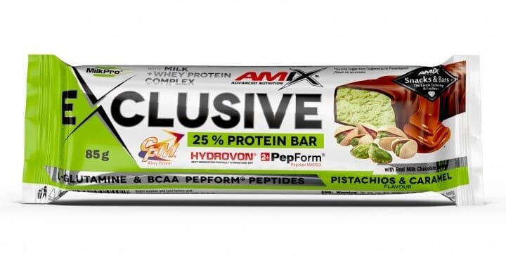 Батончик Amix Nutrition Exclusive Protein Bar фісташки-карамельl, 85 г 1/12