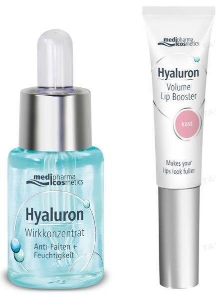 Набір Hyaluron (Pharma Hyaluron) Сироватка для обличчя активний гіалурон-концентрат для інтенсивного зволоження шкіри, 13 мл + Бальзам для губ Rose