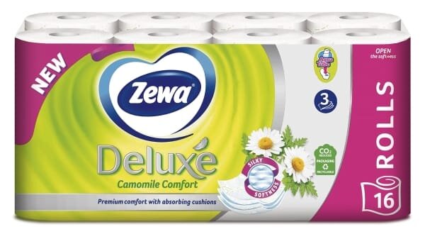 Туалетний папір Zewa Deluxe з ароматом ромашки 3 шари, 16 рулонів