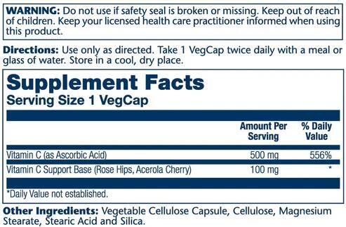 Вітамін С Solaray Timed Release Vitamin C 500, 250 веганських капсул
