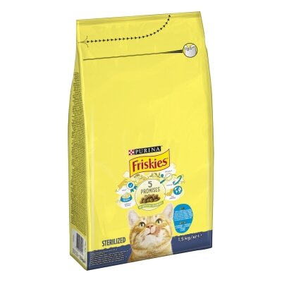 Корм сухий для стерилізованих кішок і котів Purina Friskies з лососем і овочами, 1,5 кг