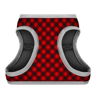 Шлея для собак Collar WAUDOG Clothes Шотландка червона м'яка з QR паспортом розмір XS3, обхват грудей 32-35 см, обхват шиї 22-24 см