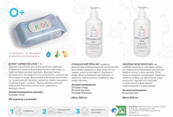 Гель для душу Lirio Kids 2 в 1 дитячий очищаючий, 500 мл
