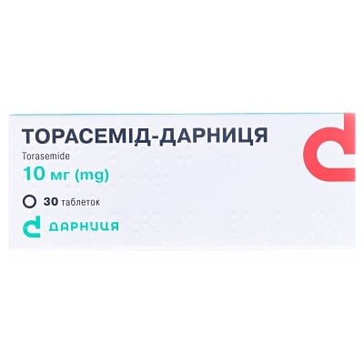 Торасемід-Дарниця таблетки по 10 мг №30 (10х3)