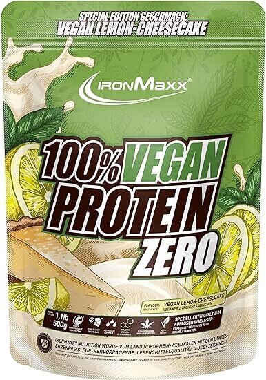 Протеїн IronMaxx 100% Vegan Protein Zero Лимонний чізкейк, 500 г (пакет)
