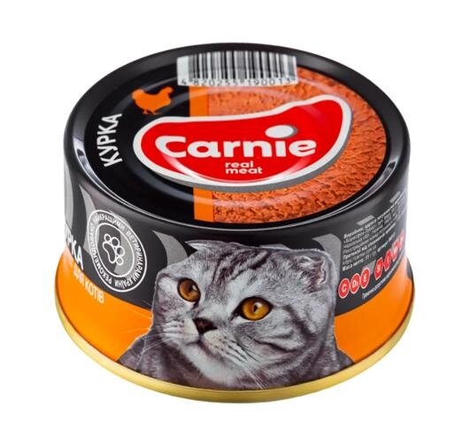 Корм вологий для дорослих кішок Carnie м'ясний паштет з куркою, 100 г