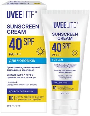 Крем сонцезахисний Uveelite УФ-лайт SPF40 для чоловіків, всі типи шкіри, 50 г