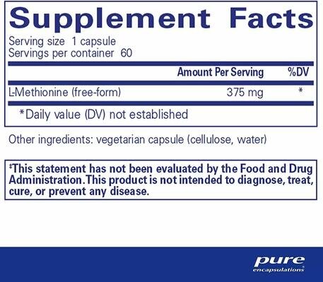 L-метіонін Pure Encapsulations L-Methionine, 60 капсул