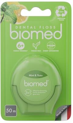Зубна нитка BioMed Комплексна з ароматом м'яти та юзу, 50 м