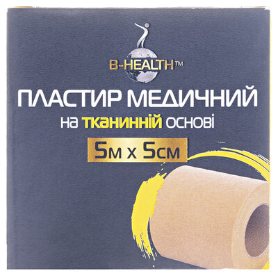 Пластир медичний B-Heаlth на тканинній основі, котушка, розмір 5 м х 5 см