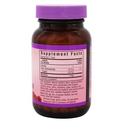 Мелатонін 1 мг Bluebonnet Nutrition Earth Sweet Chewables, смак малина, 60 жувальних таблеток