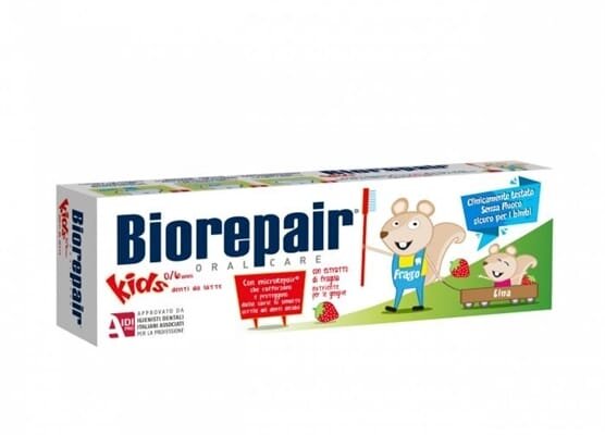 Зубна паста Biorepair Kids Milk Teeth Веселе мишеня, зі смаком полуниці, 50 мл