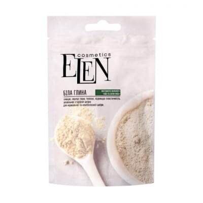 Глина біла Elen Cosmetics з екстрактом зеленого чаю і алое-вера, 50 г